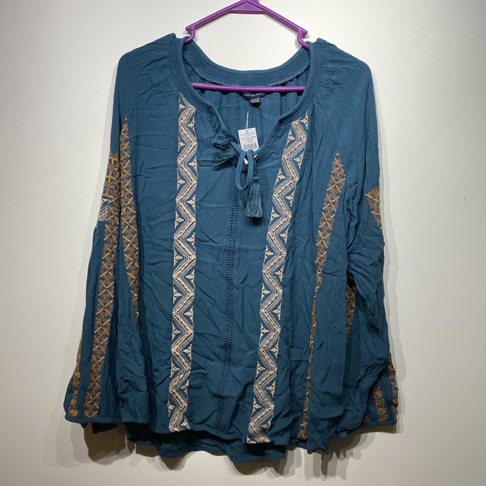 American eagle teal blouse